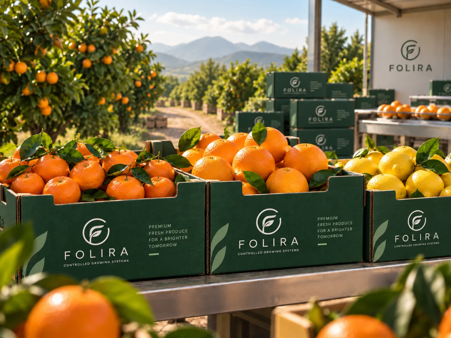 FOLIRA narenciye ihracat kasaları — mandalina, portakal ve limon